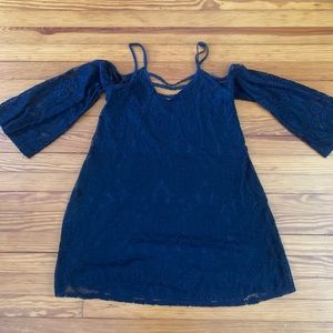 Navy lace detailed flowy  dress
